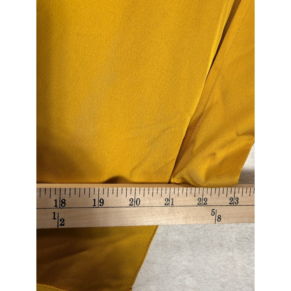 J.Crew Womens XXL Mustard Yellow Satin Wrap Dress Short Sleeve Pockets Lined - Picture 6 of 8